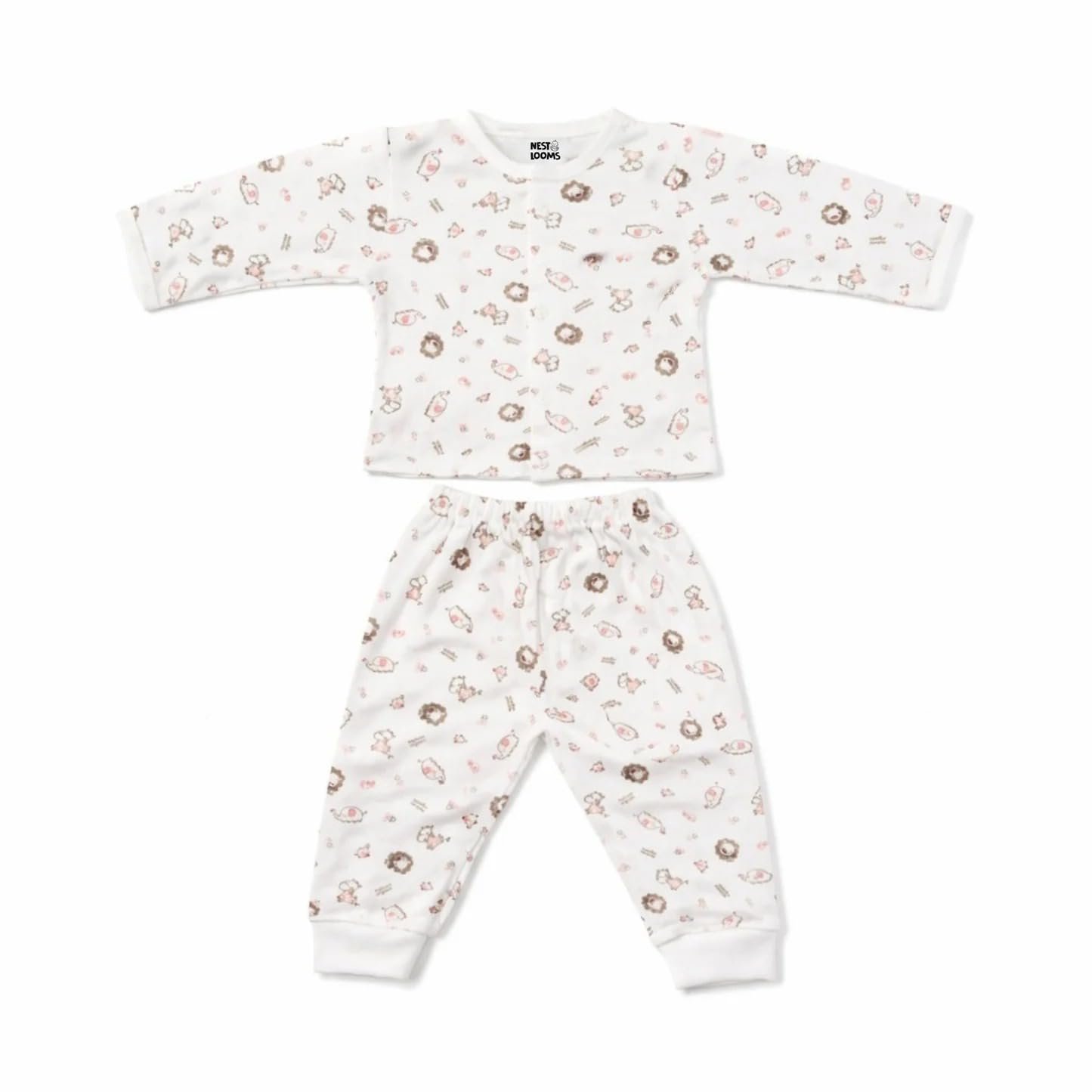 Baby Full Sleeves Soft Cotton Hosiery Casual Jhabla T-Shirt Front Open with Pyjama Pants, Dress for Kids & Toddlers, 100% Cotton Vests, Breathable Newborn Outfit