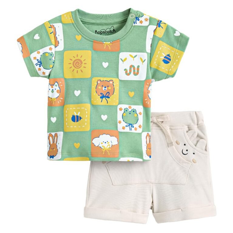 Hopscotch Baby Boys Graphic Print Short Sleeves Green Short set