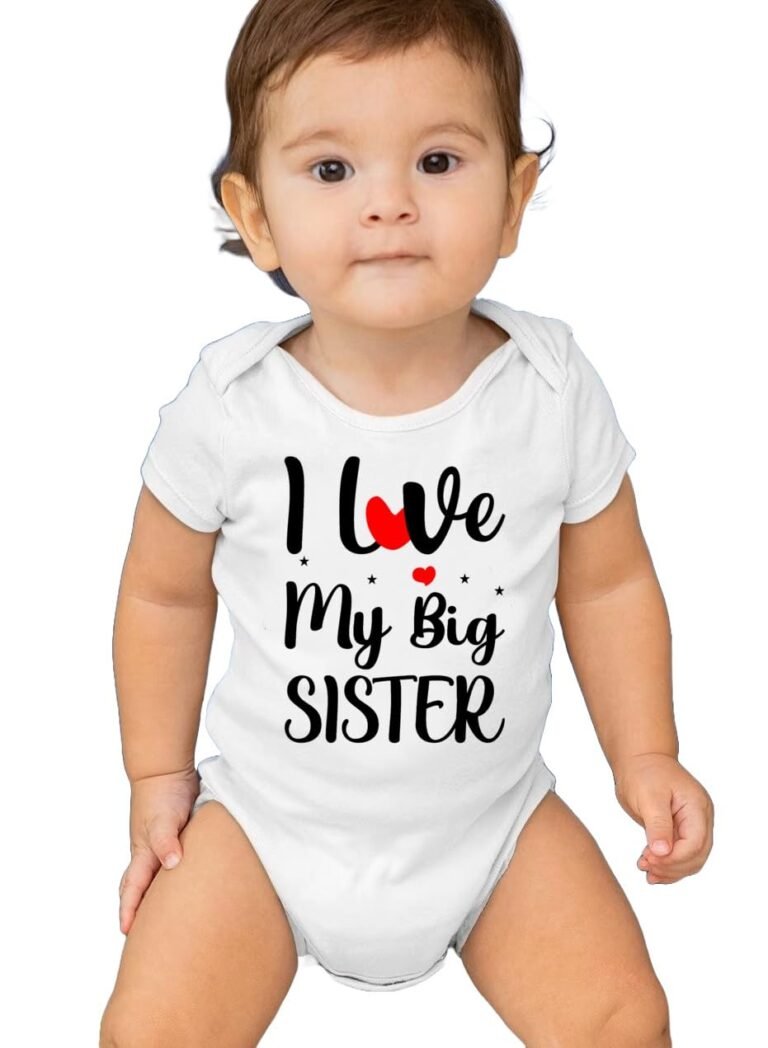 Printmate I Love My Big Sister Little Brother | Bro Sis Combo Unisex Short Sleeve Cotton Romper For New Born Baby Boys And Girls -D181
