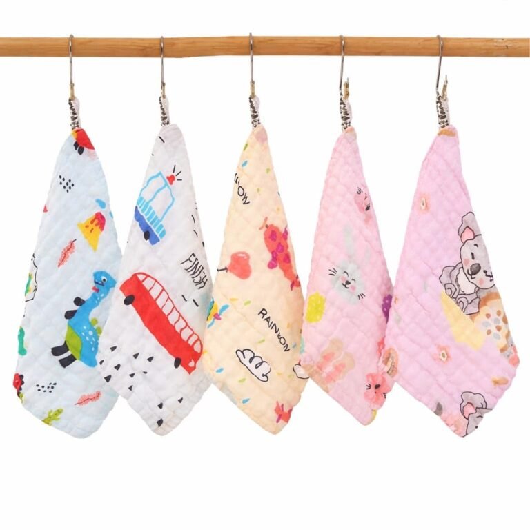 SMILE BABY Soft Muslin Shark 100% Organic Bamboo Cotton Bath face New Born Baby Extra Soft Hankies Reusable Napkins for Infants Toddlers Towels Set (White). (5 PEC)