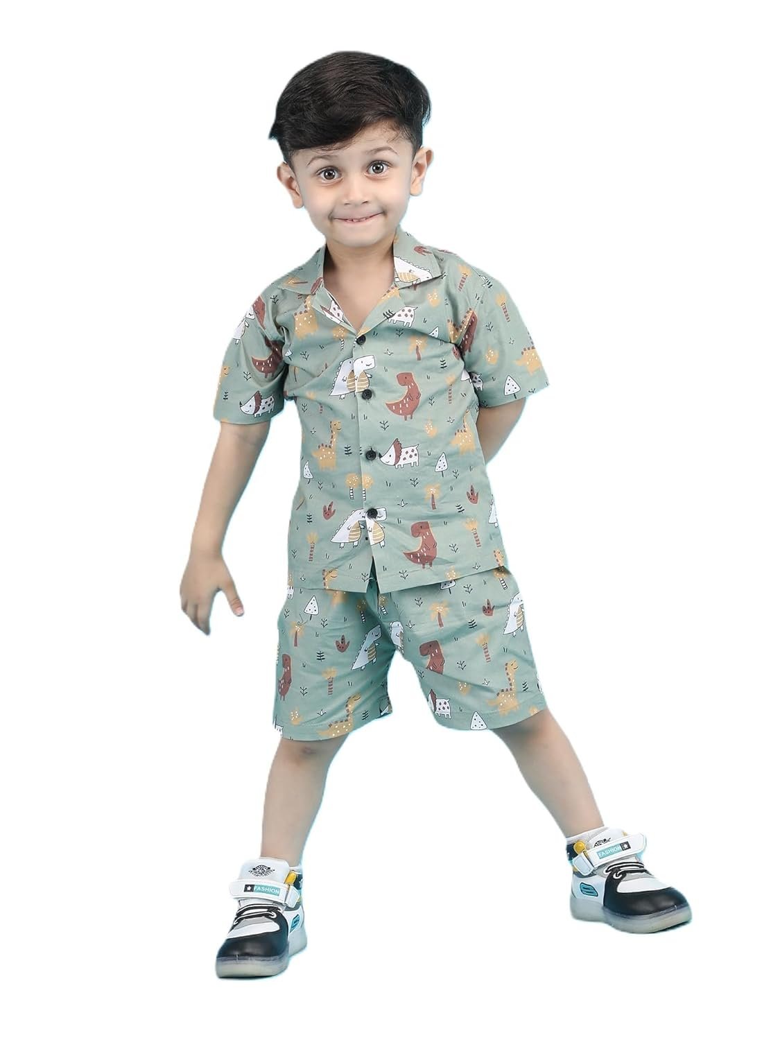 POLKA TOTS 100% Cotton Half Sleeve Shirt and Shorts Combo for Boys | Co-Ord Set for Kids | Summer Wear Dress for Toddlers | Breathable & Skin-Friendly Boys Clothes | Trendy Summer Outfit & Beach Wear
