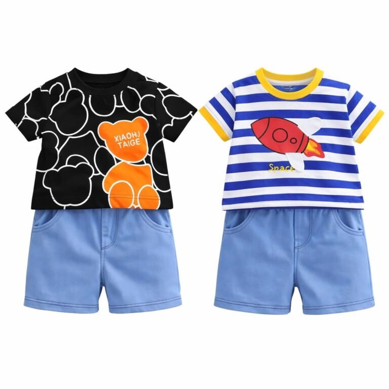 Googo Gaaga Boys Summer Clothing Set | Pack of 2 Cotton T-Shirt and Shorts Combos | Casual Wear for Kids