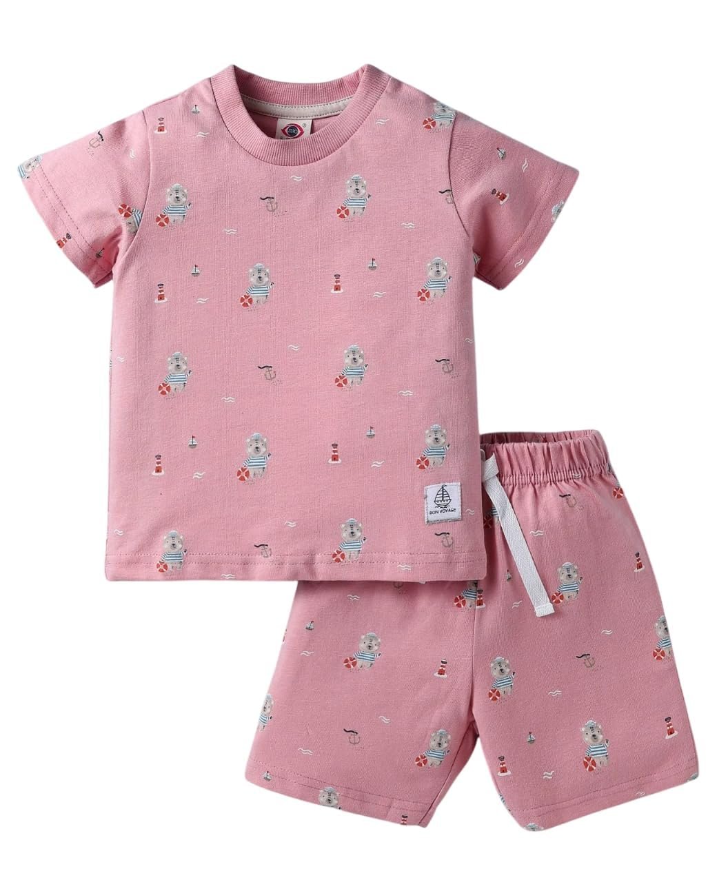 Baby Boys & Girls T-Shirt and Shorts Set | 100% Cotton Co-Ord Outfit with Nautical Print | Soft Breathable & Skin Friendly Dress for Infants & Toddlers