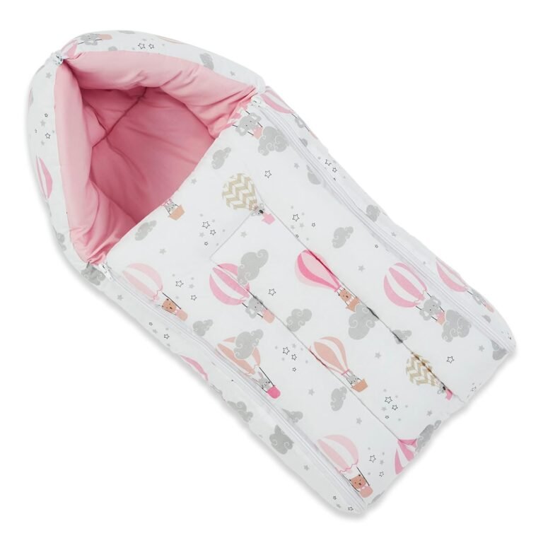 Haus & Kinder Cotton Poplin 3 in 1 Baby Carry Nest Cum Sleeping Bag-Carry Nest for New Born Baby to 6 Months, Perfect Size for Your Baby 67*30CM, Portable Baby Sleeping Nest Multi Color, Tiny Journeys