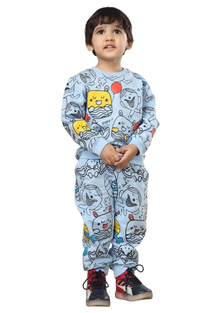 POLKA TOTS 100% Cotton Full Sleeve Co-Ord Joggers for Kids | Winter Wear for Kids, Toddler & New born | Trendy Sweatshirt & Joggers, Baby Dress for Boys & Girls | Warm Clothes from 6 Months to 8 Years