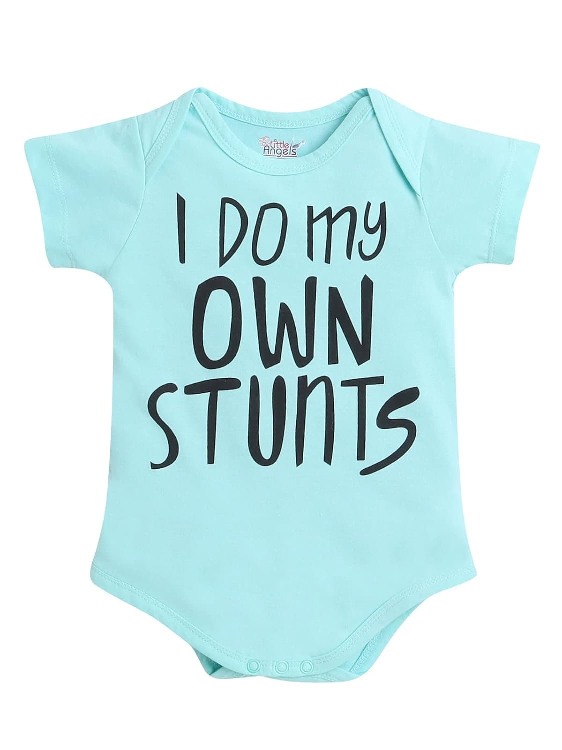 Little Angels Cotton Baby Romper/Onesie | Round Neck, Short Sleeves, Graphic Print | Soft & Breathable Infant Wear for Boys & Girls (0–12 Months)