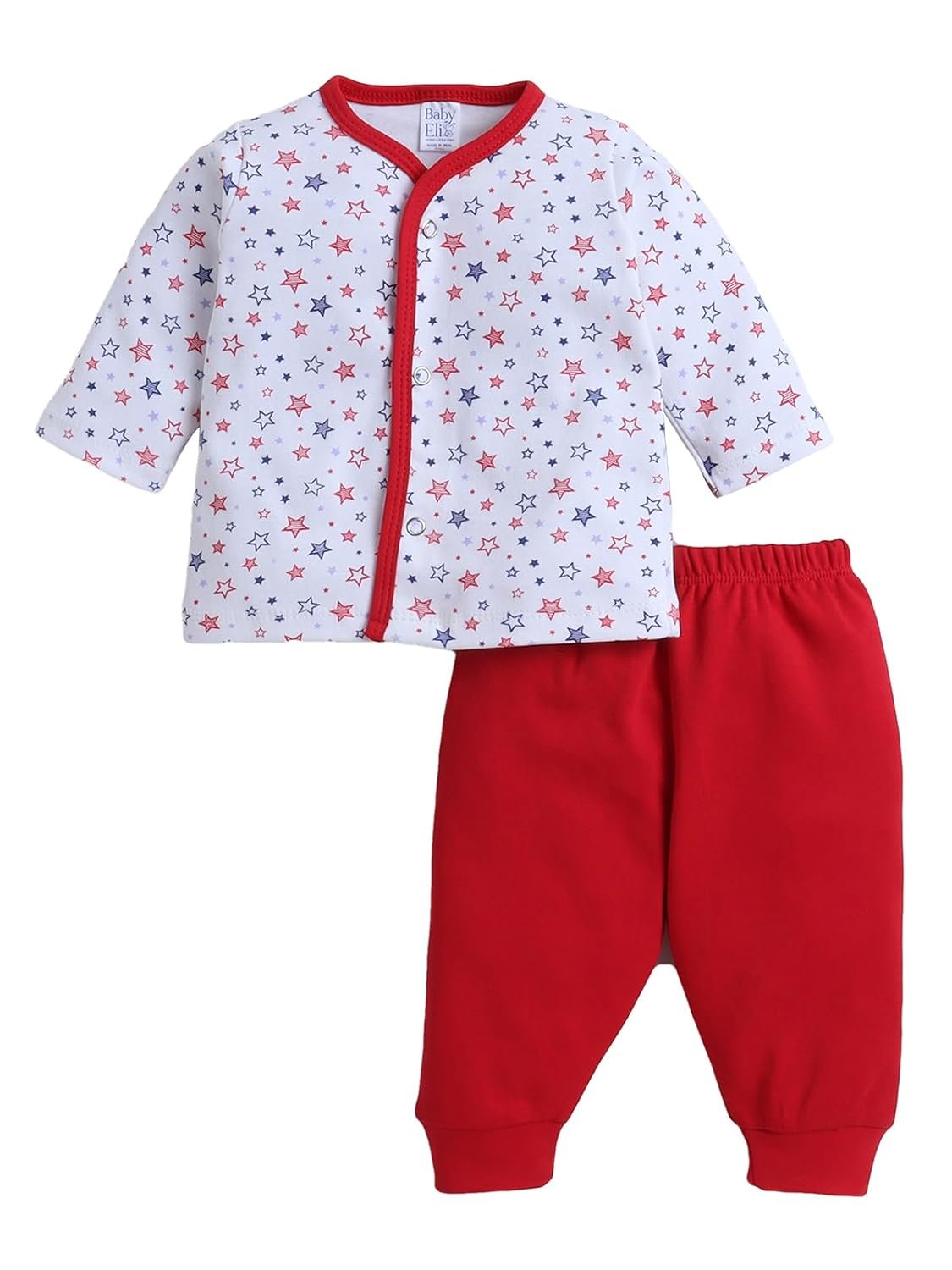 Baby Eli Cotton Front Open T-Shirt and Leggings Night Suit Set Unisex Infant/babies Sleepwear | Cotton Nightwear for Kids | Kids Clothing | Baby Sleepware | Jablas
