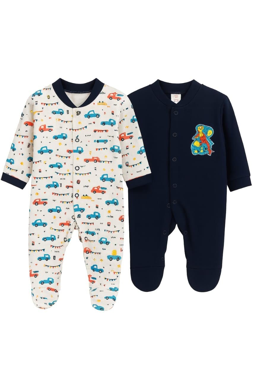Baby Boys Cotton Rompers/Sleepsuits/Jumpsuit/Night Suits for Newborn Baby Boys & Girls Pack of 2
