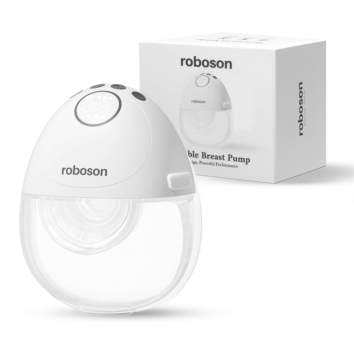 Roboson Wearable Electric Breast Pump for Feeding Mothers, India’s Most Slimmest Hands-Free Breast Pump, Portable, Light weight, Silent & Rechargeable Electrical Automatic Milk Pumping Machine with 3 Modes & 12 Levels, Long Lasting Battery, Includes 15/18/21/24mm Flange and 27mm Breast Shield, 180ml large milk storage, LED Display, BPA-Free and Skin friendly (1 Year Warranty)