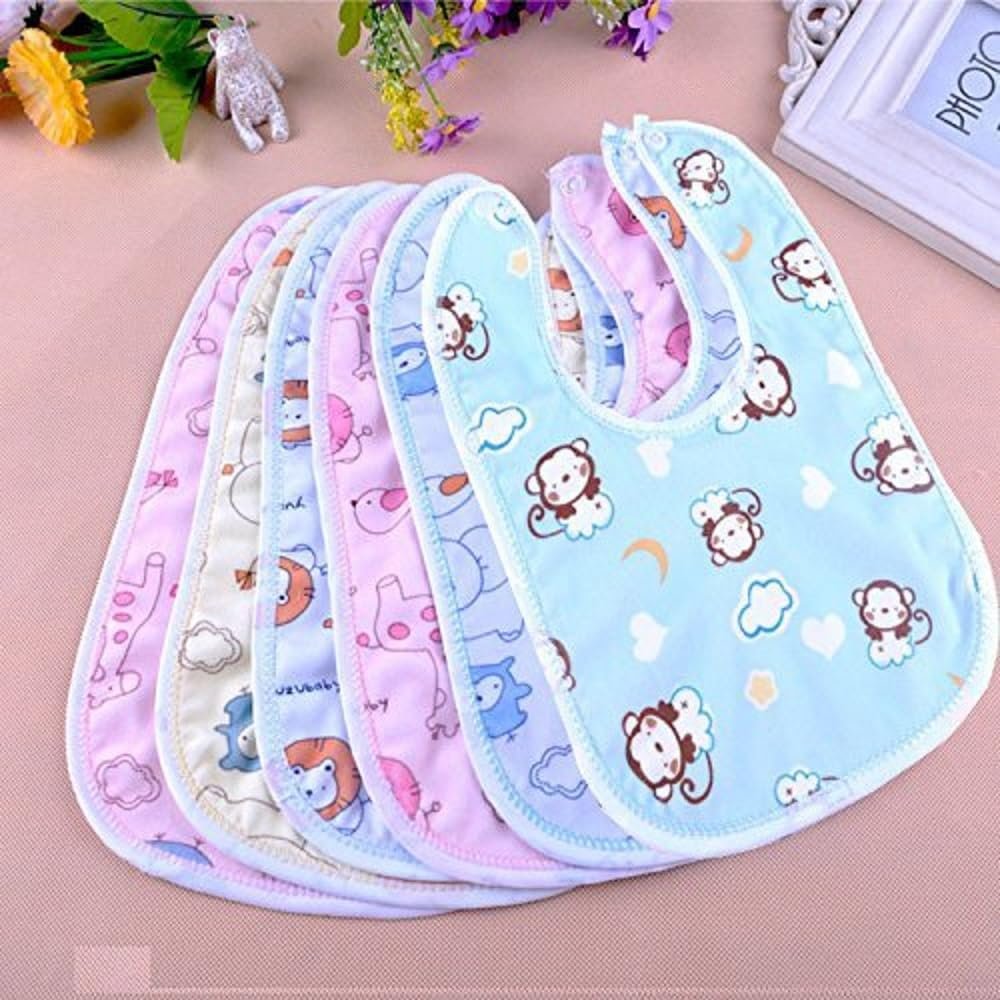 BabyGo Waterproof Baby Bibs | Spill-Resistant Apron Feeding Bibs for 6–12 Months, Soft & Absorbent Fast-Dry Cotton, Durable, Lightweight, Washable & Reusable Meal Time Bibs | Set of 6 (Multicolor)