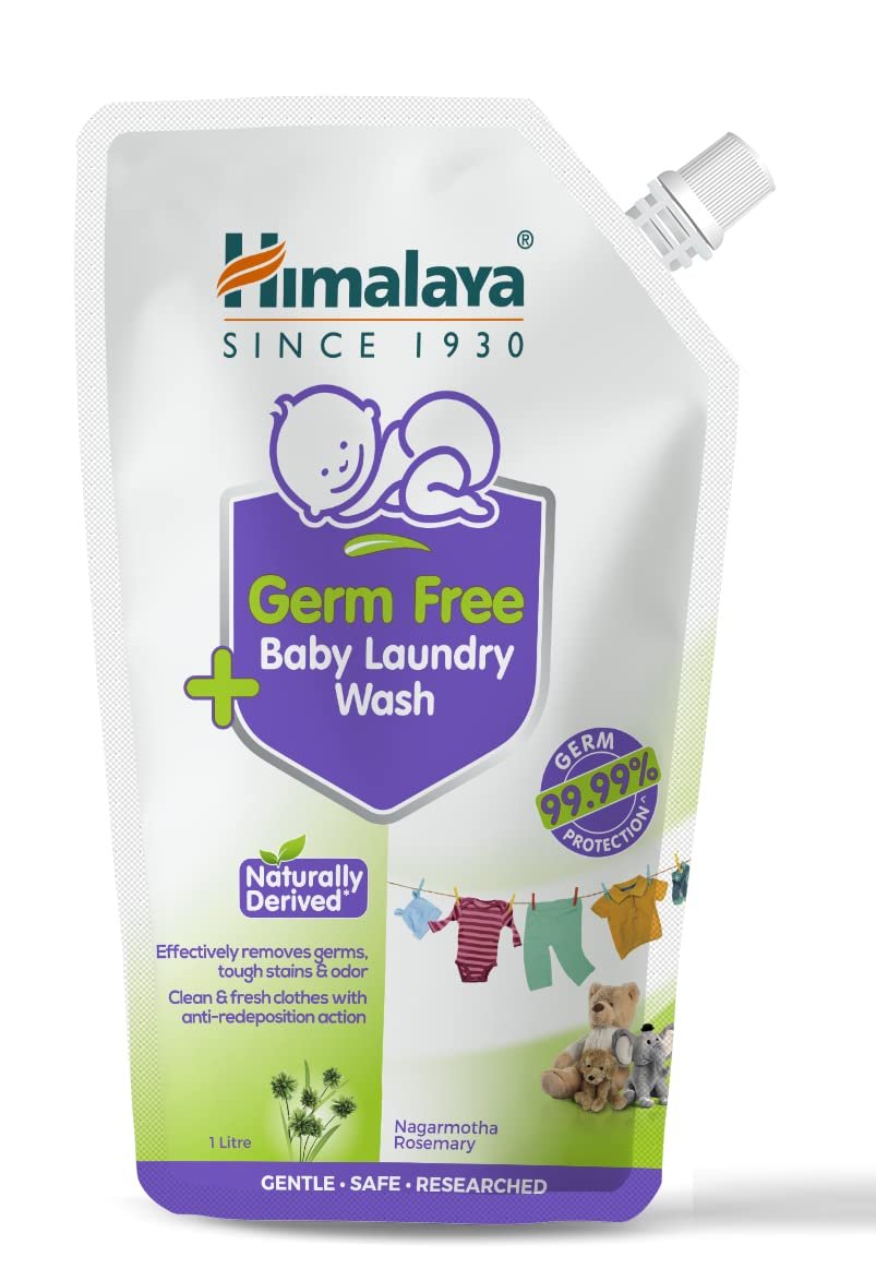 Himalaya Germ Free Baby Laundry Detergent Liquid 1 L (Refill Pouch) | Plant Based Cleansers & Biodegradable Ingredients | Dermatologically Tested
