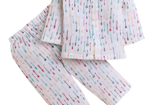 POLKA TOTS Muslin Jhabla & Pant Set for Boys & Girls | Ultra-Soft, Breathable & Lightweight Cotton Kid Dress | Unisex Printed Top & Pyjama Set for Kids | Night Suit for Kids | Newborn to 2 Years