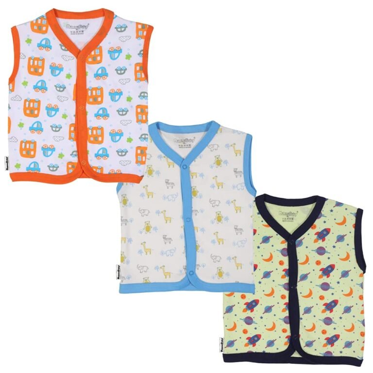 NammaBaby Unisex Kid Cotton Regular Fit T-Shirt Hosiery Clothing Jhabla/Vest Front Open T- Shirt with Snap Buttons