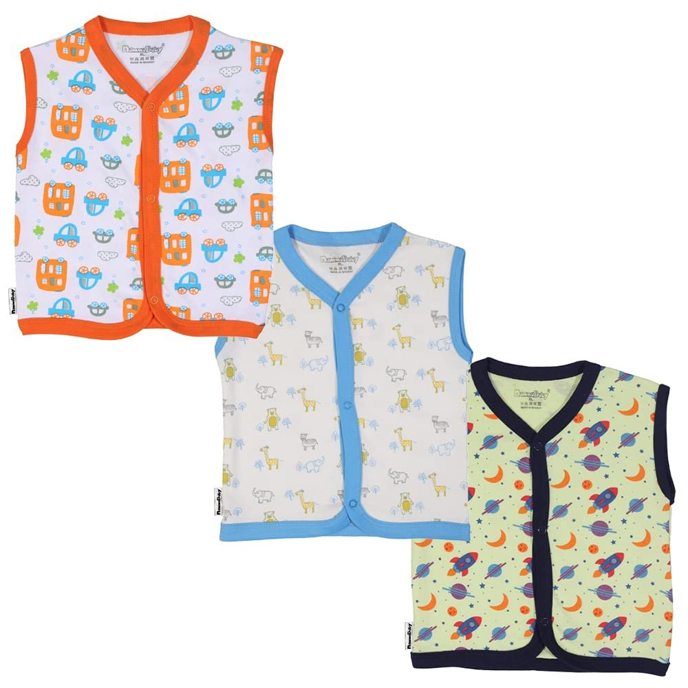 NammaBaby Unisex Kid Cotton Regular Fit T-Shirt Hosiery Clothing Jhabla/Vest Front Open T- Shirt with Snap Buttons