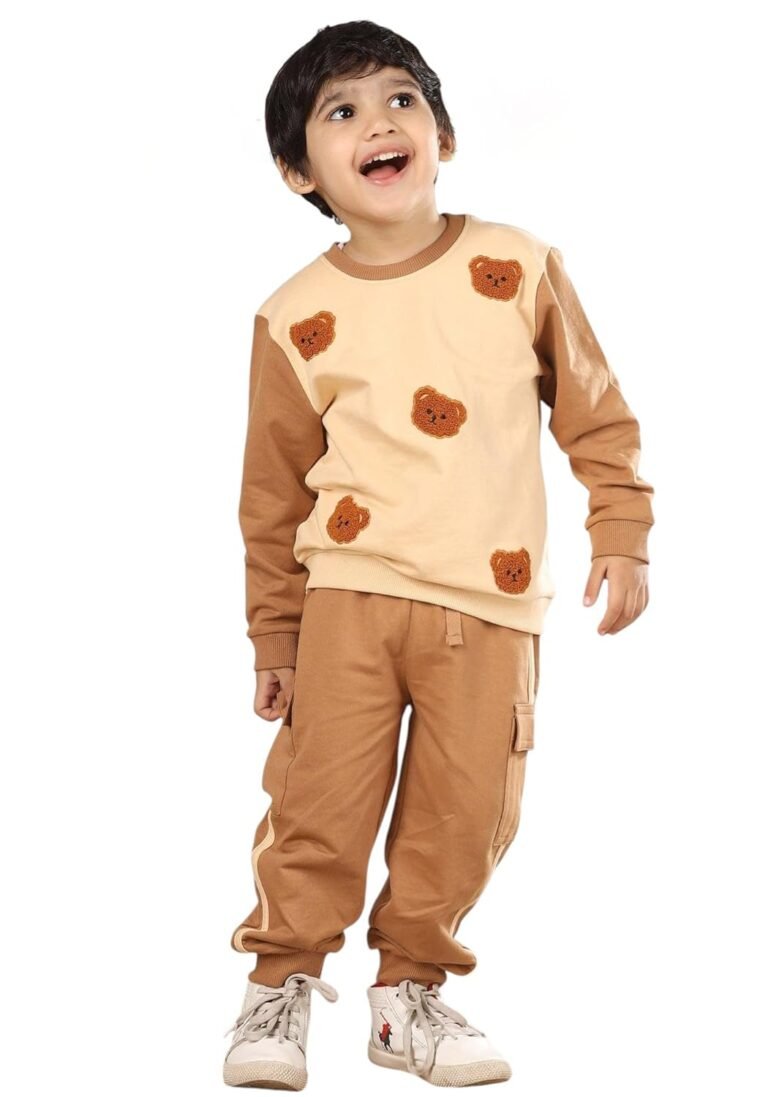 POLKA TOTS 100% Cotton Full Sleeve Co-Ord Joggers for Kids | Winter Wear for Kids, Toddler & New born | Trendy Sweatshirt & Joggers, Baby Dress for Boys & Girls | Warm Clothes from 6 Months to 8 Years