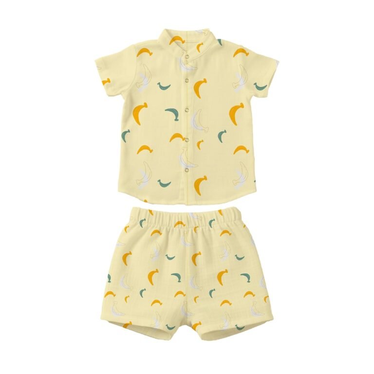 Premium Muslin Baby Shirt & Shorts Set | Ultra-Soft Cotton Co-Ord for Newborns | Lightweight, Breathable & Skin-Friendly Wear