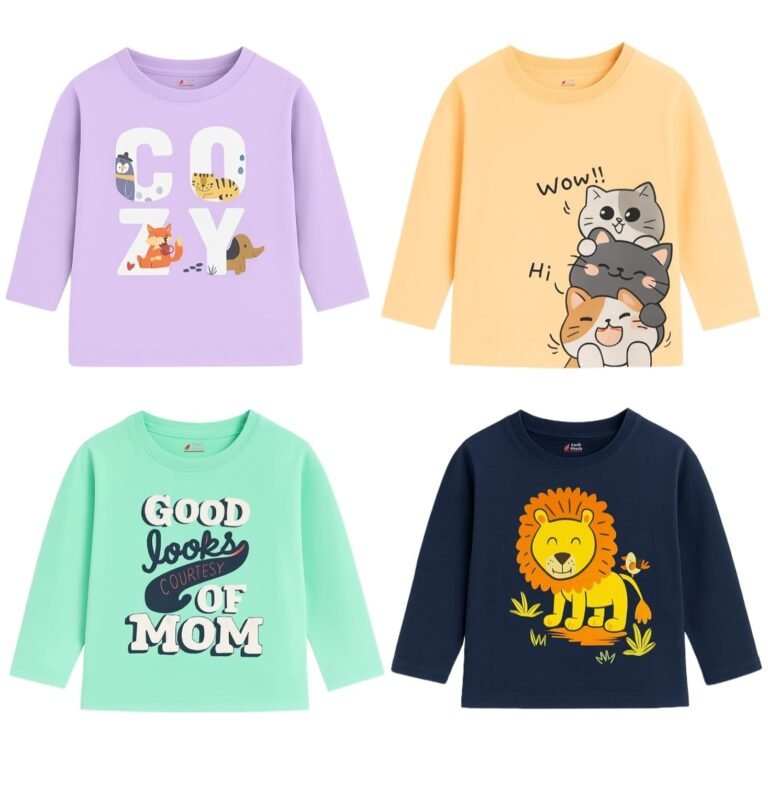 Boys Cotton Full Sleeves Printed T-Shirt (Multicolor) Combo Pack