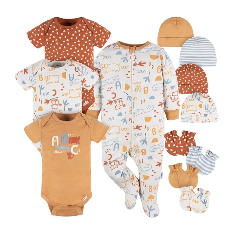 Gerber Baby Boys 12-Piece Clothing Gift Set – Soft Cotton Newborn Essentials Outfit Set, Perfect Baby Shower Gift with Onesies, Sleepwear & Accessories