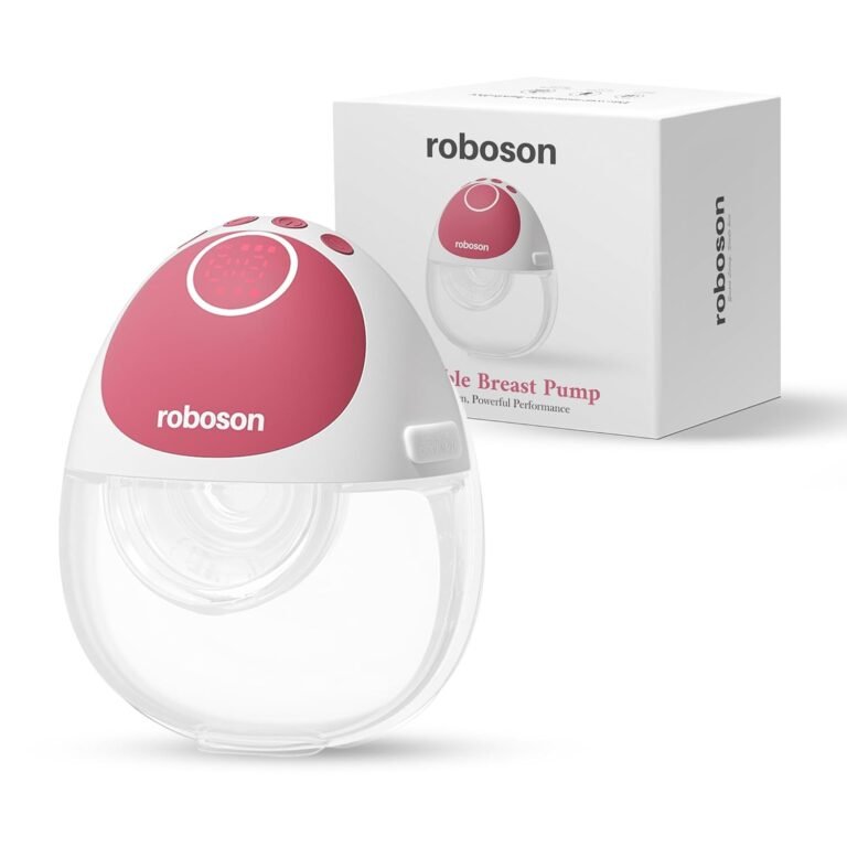 Roboson Wearable Electric Breast Pump for Feeding Mothers, India’s Most Slimmest Hands-Free Breast Pump, Portable, Light weight, Silent & Rechargeable Electrical Automatic Milk Pumping Machine with 3 Modes & 12 Levels, Long Lasting Battery, Includes 15/18/21/24mm Flange and 27mm Breast Shield, 180ml large milk storage, LED Display, BPA-Free and Skin friendly (1 Year Warranty)