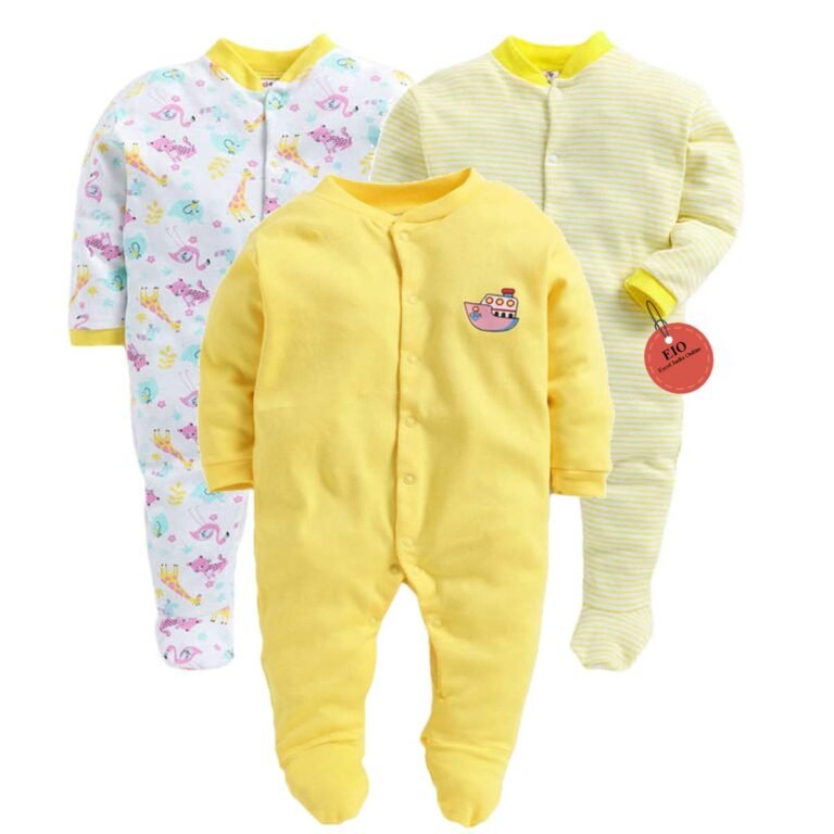 EIO® 100% Cotton Rompers Sleepsuits Jumpsuit Night Suits for Infants Newborn Baby Boys & Girls
