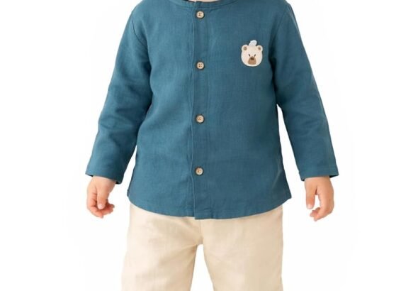 Bold N Elegant Boys Cotton Linen Muslin Solid Shirt and Pants Clothing Set| Stylish Shirt Pants Coord Set