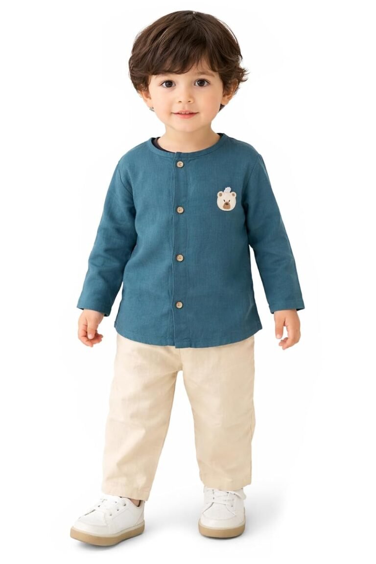 Bold N Elegant Boys Cotton Linen Muslin Solid Shirt and Pants Clothing Set| Stylish Shirt Pants Coord Set