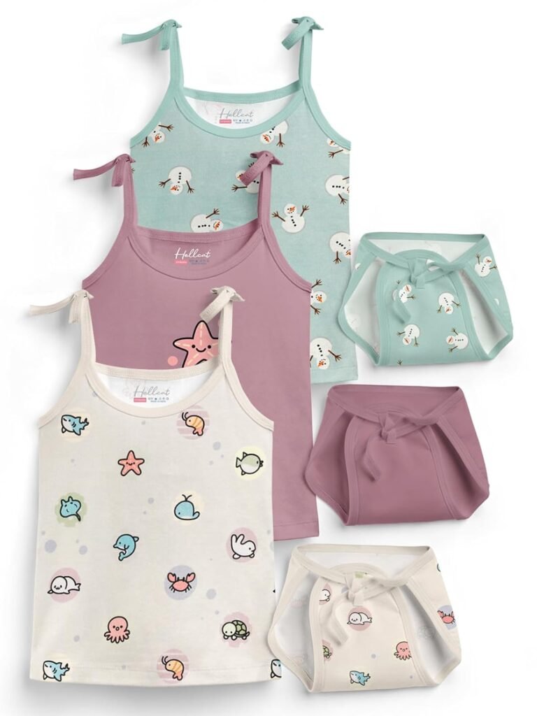 HELLCAT 100% Cotton Strap Open Jhabla T Shirt and Nappy Matching Co-ords Set for Babies – Pack of 3 | Jabla and Langot Set for Babies (Unisex)