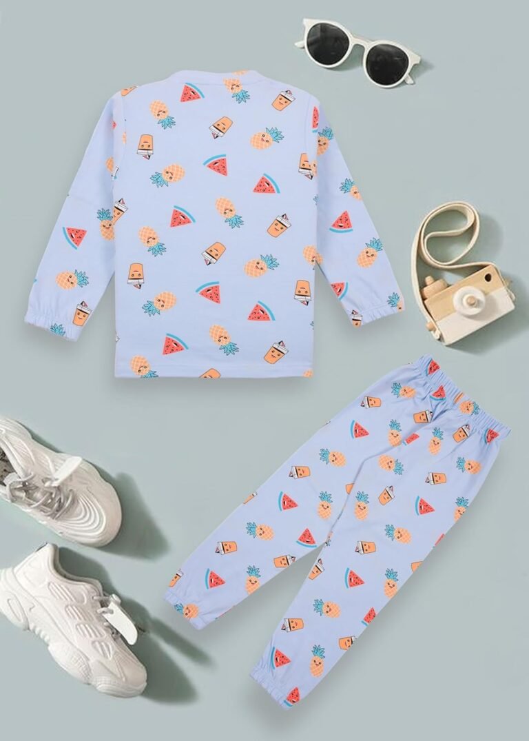 3BROS Kids’ Pura Cotton Full Sleeves Casual T-shirt & Pyjama Set | Regular Fit Clothing Combo Set for Baby Boys Girls