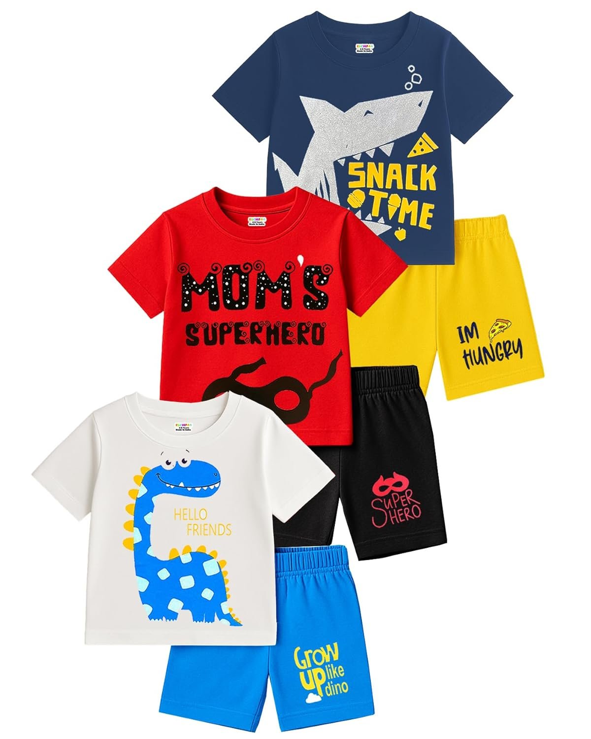 Kuchipoo Boys Regular Fit Cotton T-Shirts and Shorts Set