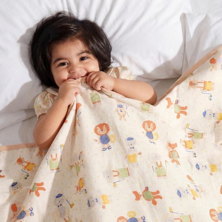 haus & kinder Muslin Blanket for New Born Baby, Soft Breathable Baby Blankets Newborn, Baby Blanket for 0-2 Years, Baby Blanket for Nursery & Stroller, New Born Baby Essentials | Jungle Party