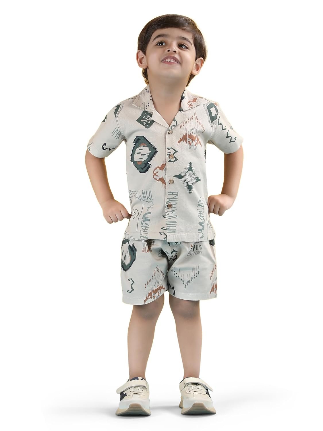 POLKA TOTS 100% Cotton Half Sleeve Shirt and Shorts Combo for Boys | Co-Ord Set for Kids | Summer Wear Dress for Toddlers | Breathable & Skin-Friendly Boys Clothes | Trendy Summer Outfit & Beach Wear