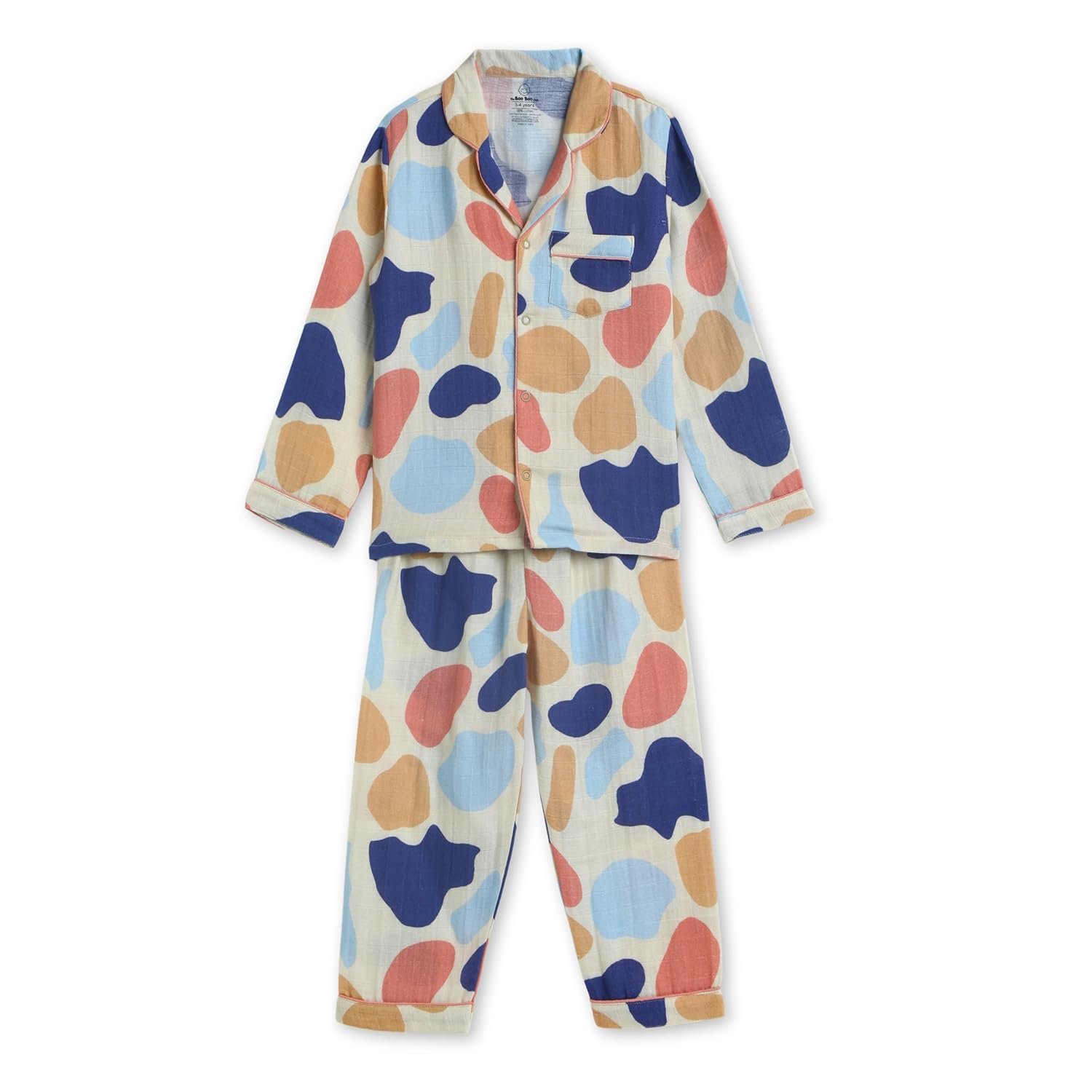 The Boo Boo Club Muslin Cotton Print Muslin Night Suit for Boys and Girls | Sleepwear for Babies | Pajama Set for Kids | Night wear for Baby