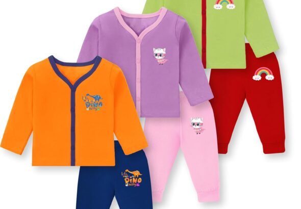 Kids Printed Long Sleeve Pyjama Set with Top and Bottoms