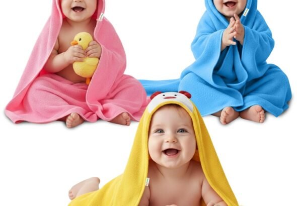 OYO BABY Baby Blanket Combo Pack – 3 Pcs Hooded Wrappers for Newborn Boys & Girls | Soft, Lightweight, Multi-Purpose Baby Wrapper/Blanket (0–12 Months, 84×62 cm)