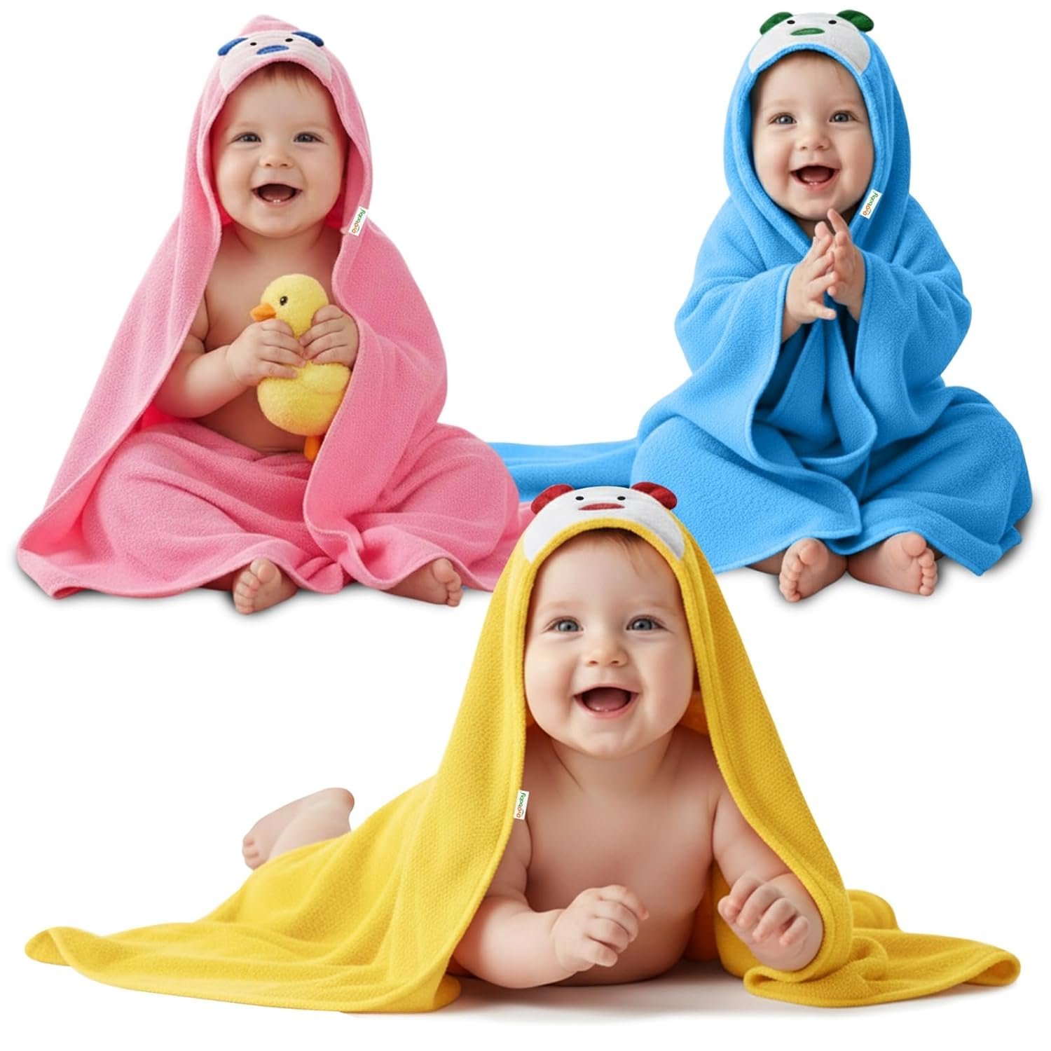 OYO BABY Baby Blanket Combo Pack – 3 Pcs Hooded Wrappers for Newborn Boys & Girls | Soft, Lightweight, Multi-Purpose Baby Wrapper/Blanket (0–12 Months, 84×62 cm)