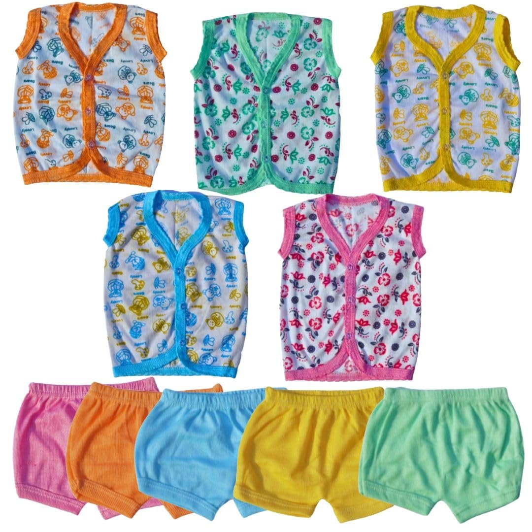Born Baby Clothing 0 To 3 Months Soft Cotton Cloth Set Combo (Pack Of 5) Kids Printed Dress Suitable For Baby Girls And Boys | Trendy And Casual Clothes |Unisex | Cotton | Multicolour Pack Of 5