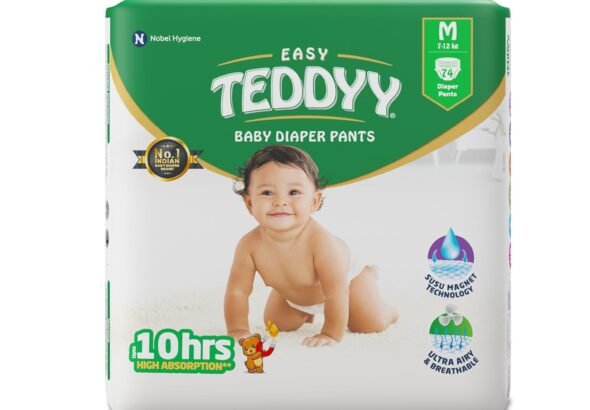 TEDDYY Easy Baby M Size Diaper Pant Style | 74 Count (Medium) | 7–12 kg (Pack of 1) | Long Protection Hours | Anti-Bacterial | Airy Breathable Fit | Rapid Soaker Channels with Wetness Indicator