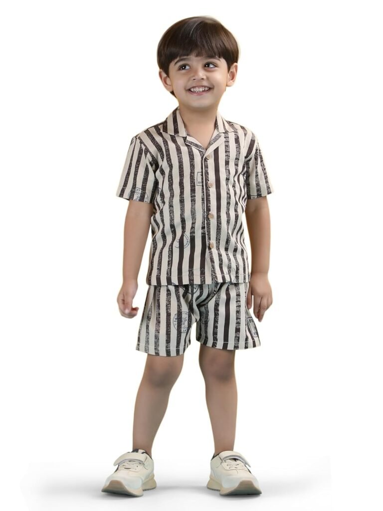 POLKA TOTS 100% Cotton Half Sleeve Shirt and Shorts Combo for Boys | Co-Ord Set for Kids | Summer Wear Dress for Toddlers | Breathable & Skin-Friendly Boys Clothes | Trendy Summer Outfit & Beach Wear