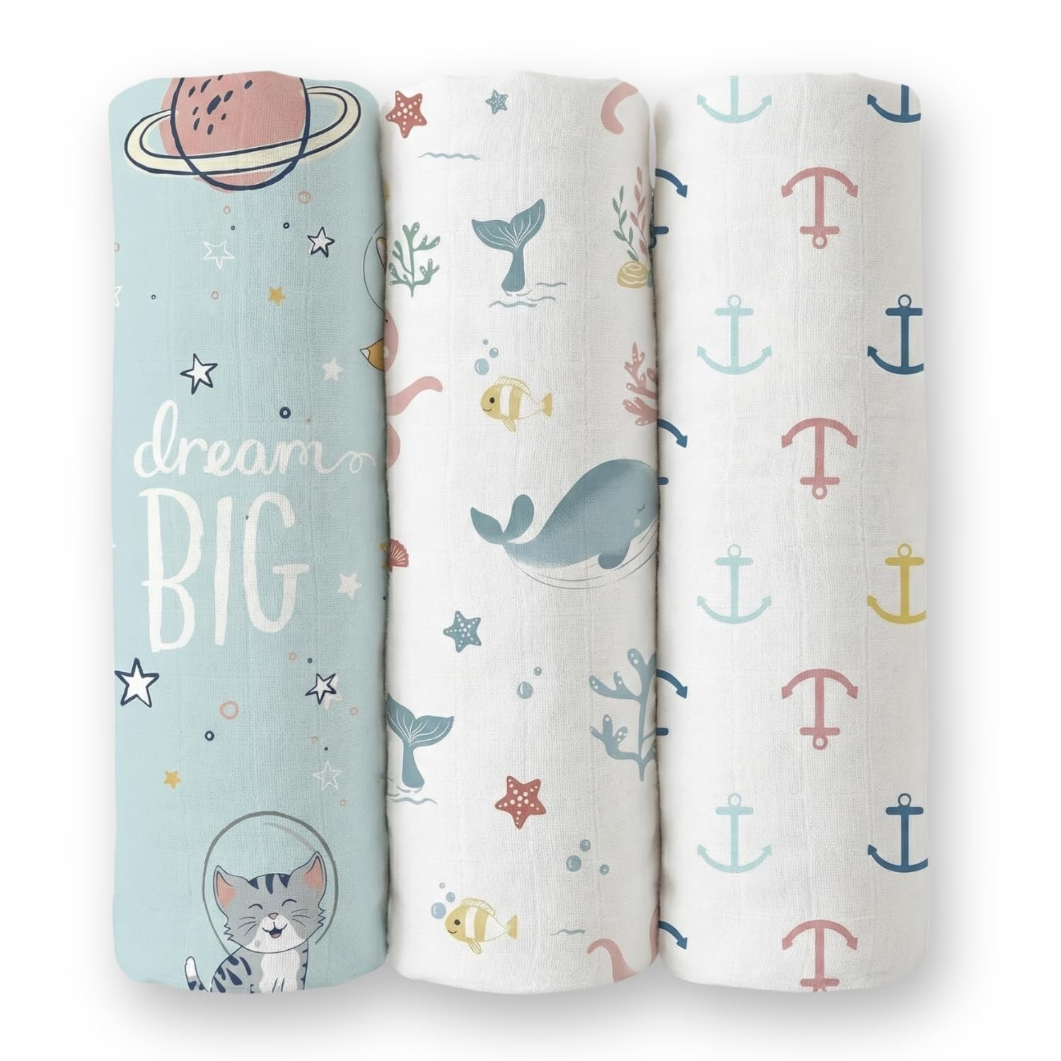 haus & kinder 100% Cotton Muslin Swaddle Wrap for New Born Baby | Pack of 3 (100×100 cm) | Baby Blanket & Swaddles for Newborn | Oasis Collection