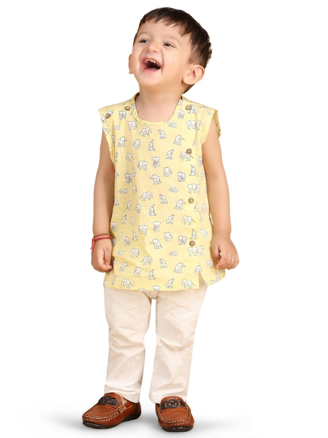 POLKA TOTS Baby Jhabla & Pant Set | 100% Cotton | Sleeveless Printed Top + Soft Bottom | Unisex Outfit for New Born, & Toddlers