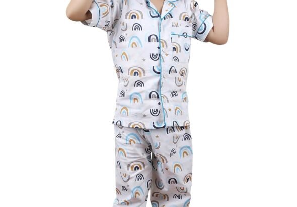 POLKA TOTS 100% Pure Cotton Half Sleeve Night Suit for Kids, Girls & Boys | Cotton Pyjama Set | Unisex Night Dress for Children | Night Suit for Girls |Sleepwear for Kids | Winter Night Dress for Boys