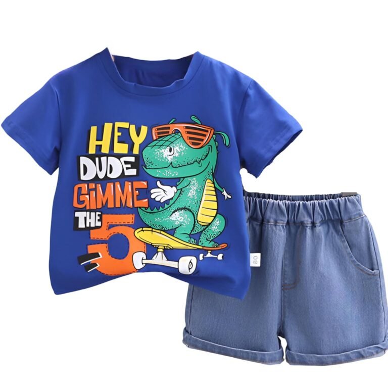 Googo Gaaga Cotton Printed T-shirt with Shorts — Clothing Set for Baby Boys | Toddlers | Half Sleeves | Cute Animal Printed | Round Neck | Dress for Kids