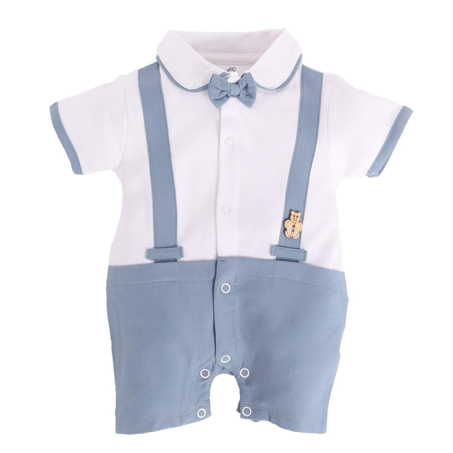 BABY GO Half Sleeve Cotton Round Neck Romper for Baby Boy (3-6 Months, Sky)