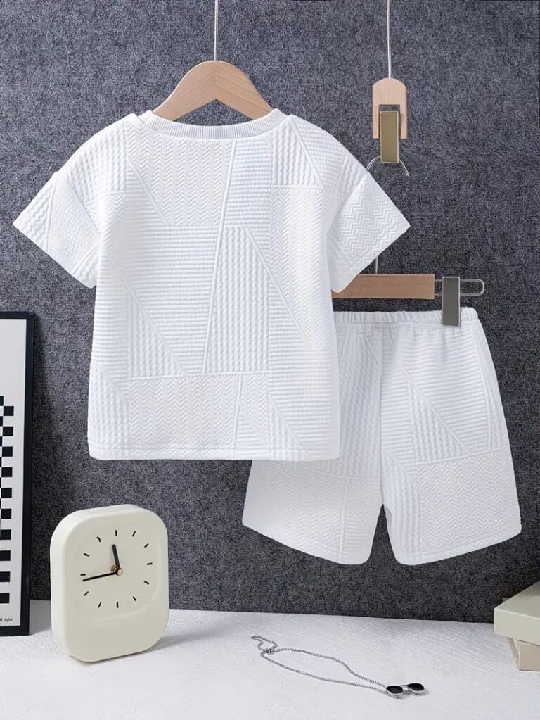 Ninas Baby Boys and Girls Solid Cotton Blend Style T Shirt and Shorts Set – Unisex (White)