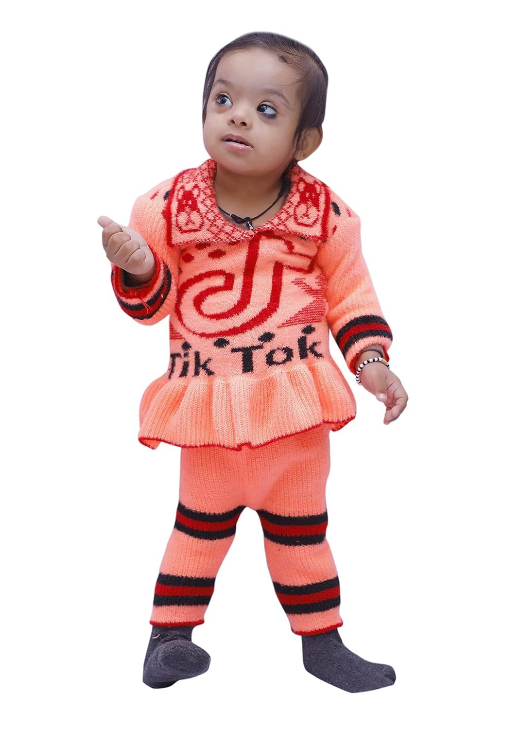 Sweater Woollen Sweater with Woolen Pyjama Collar Neck Multicolor Keep Warm Winter Cloth for (1-2 Years) Baby Girl & Boy