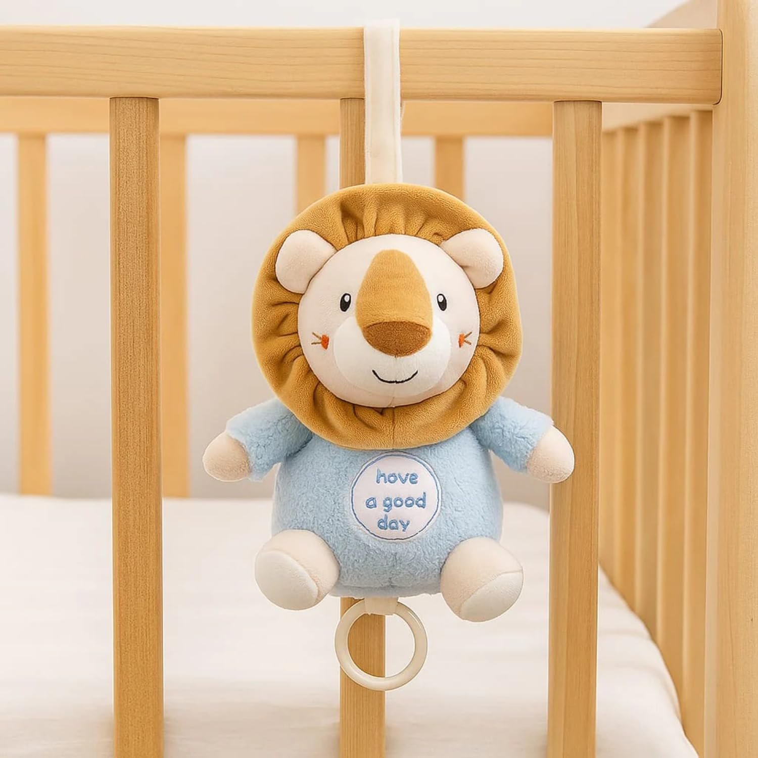 SMILE BABY Plush Hanging Toy Rattles for Crib and Stroller Keep Your Baby Entertained and Engaged. Soft, Colorful, and Safe, They Stimulate Sensory Development and are Perfect for Playtime Fun (BEIGE BLUE)