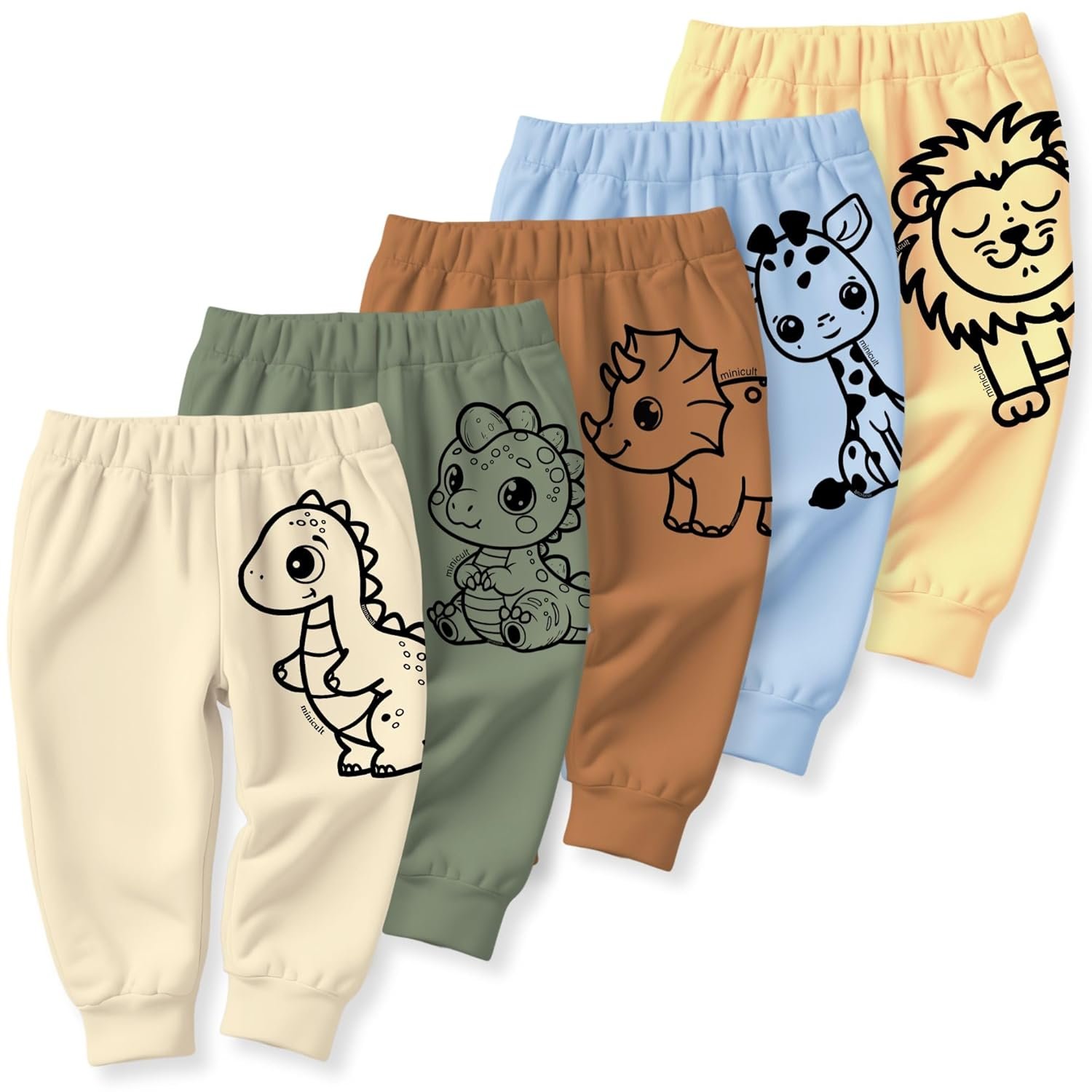 minicult Cotton Pajama Pants with All Over Print for Boys and Girls (Multicolor Designs)(Pack of 5)