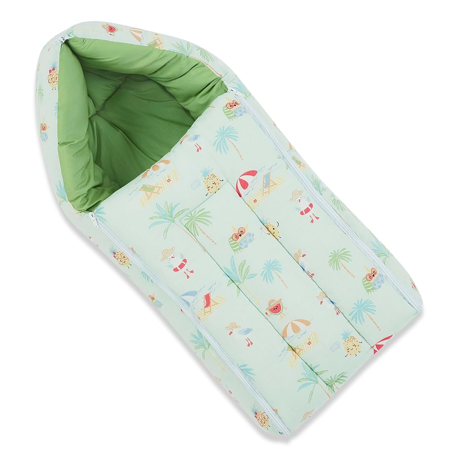 Haus & Kinder Cotton Poplin 3 in 1 Baby Carry Nest Cum Sleeping Bag – Baby Sleeping Nest Multi Color | Carry Nest for New Born Baby to 6 Months, Perfect Size for Your Baby 67*30Cm, Sunny Citrus Splash