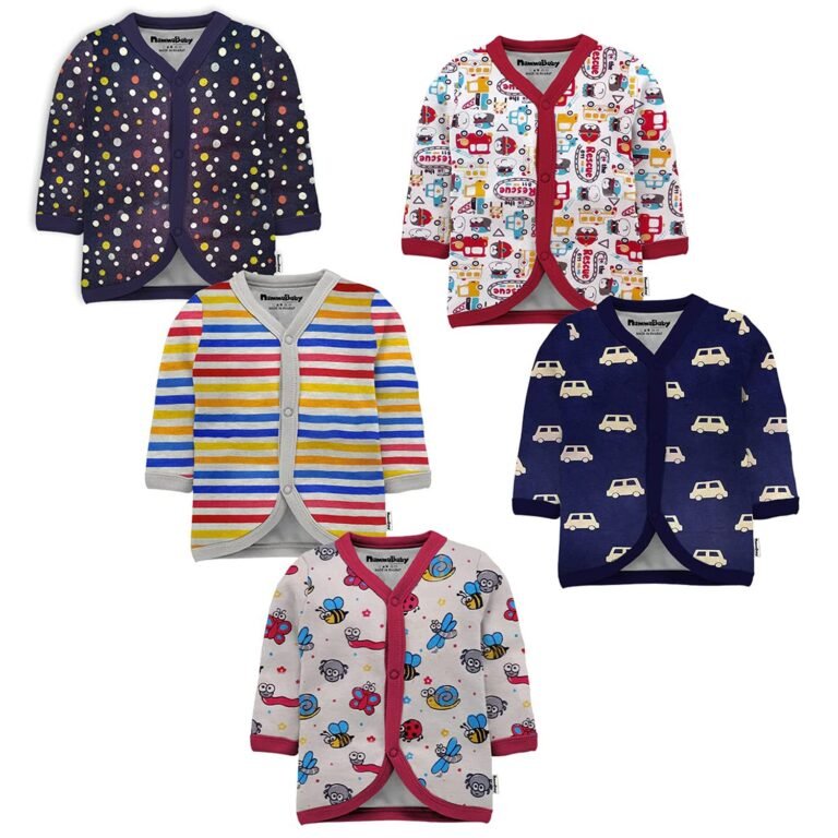 NammaBaby Unisex Baby Boys’ & Baby Girls’ Regular Fit Soft Hosiery Cotton T-Shirt Front Open Jhabla