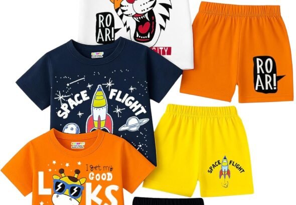 Kuchipoo Boys Regular Fit Cotton T-Shirts and Shorts Set